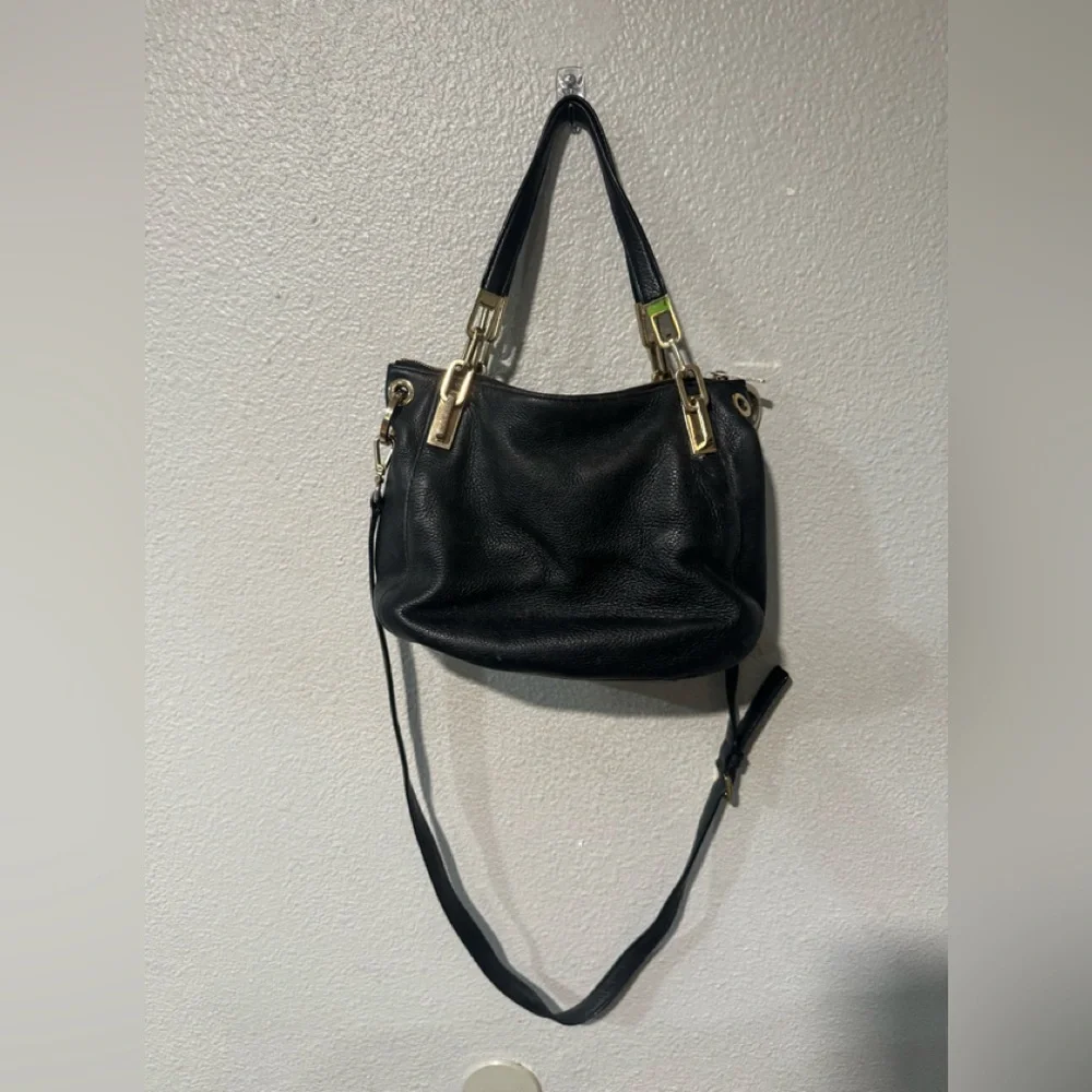 Michael Kors Brooke Black crossbody Shoulder Bag with Gold Accents